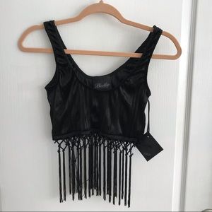 ✨Lip Service Blacklist Velveteen Fringe Top SzS NWT